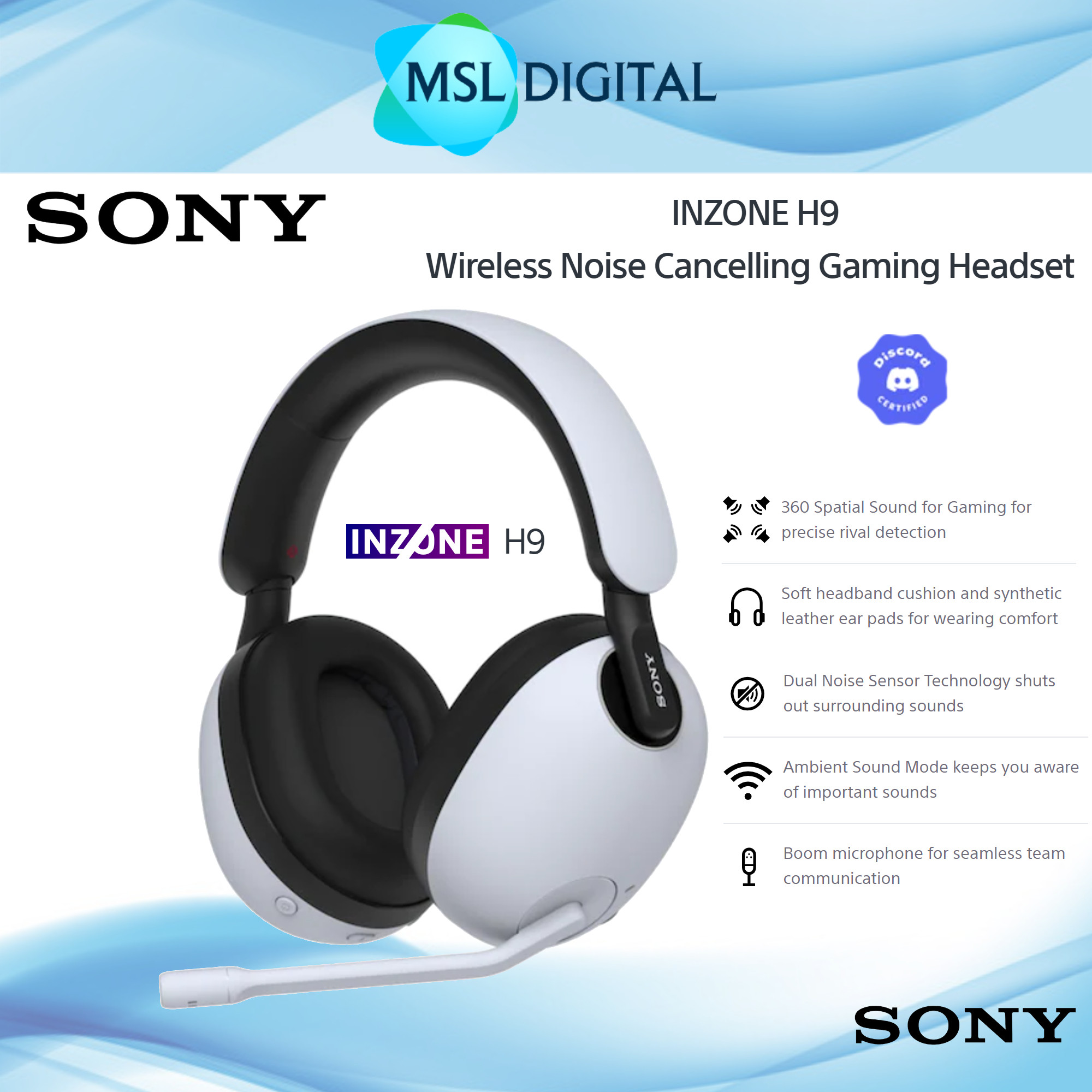 Sony Inzone H Wireless Noise Cancelling Gaming Headset Anc Ps