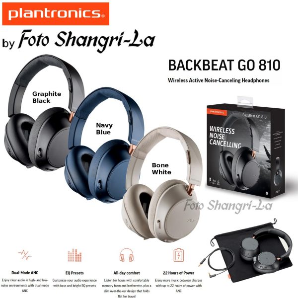 Plantronics BACKBEAT GO 810 Wireless Active Noise Canceling Over-Ear Headphones