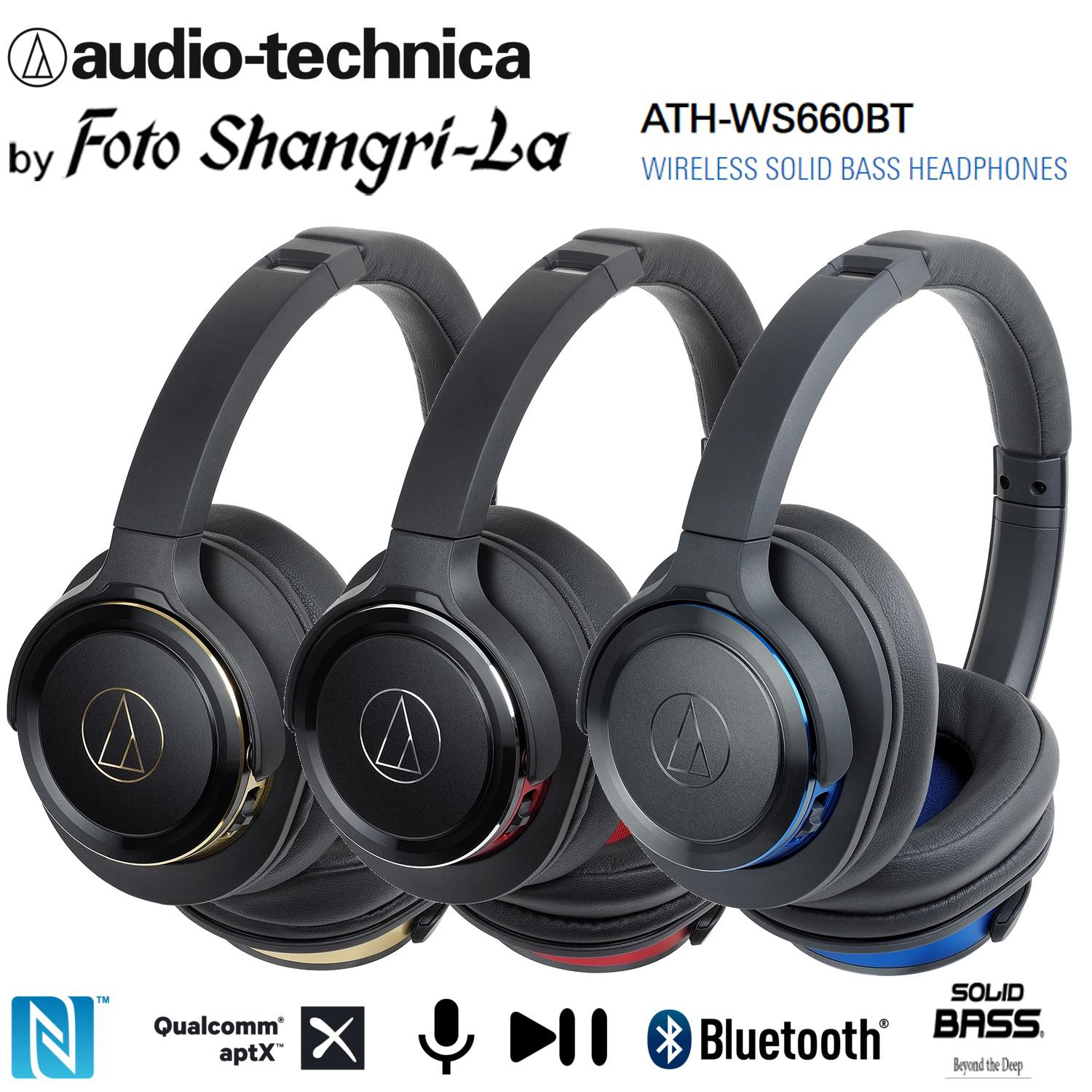Audio Technica ATH-WS660BT Bluetooth Wireless Solid Bass Over-Ear Headphones