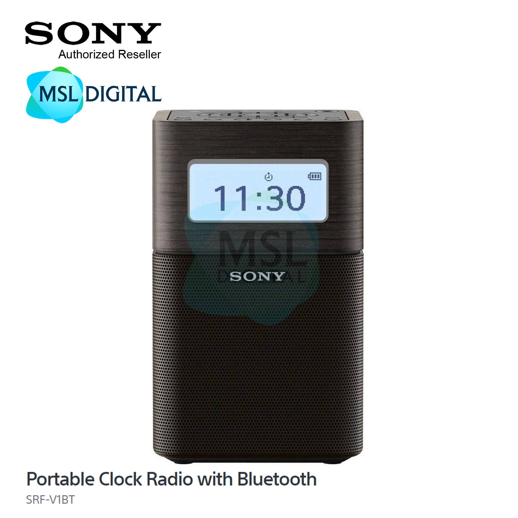 Sony SRF-V1BT Portable Clock Radio with Bluetooth Speaker