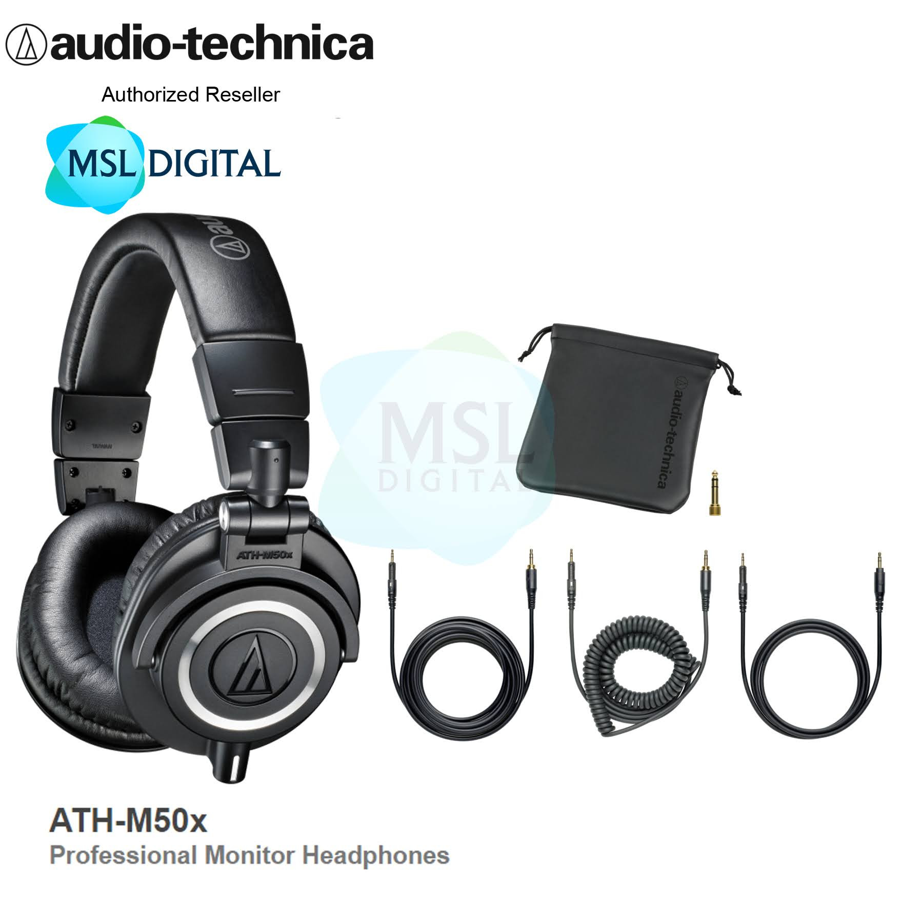 Audio Technica ATH-M50x Professional Monitor Headphones 45mm Neodymium Drivers