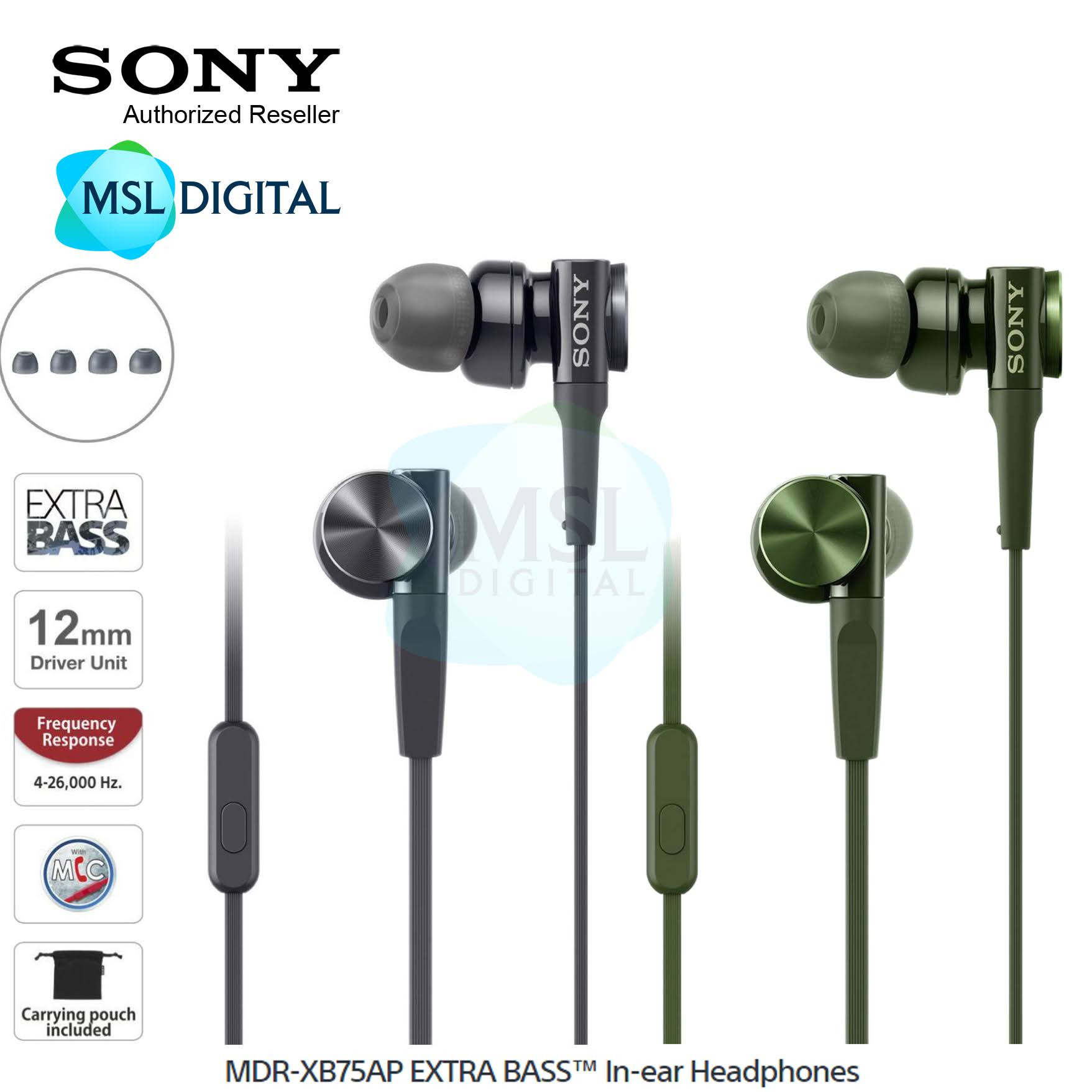 Sony MDR-XB75AP EXTRA BASS In-Ear Earphones Headphones 12mm Driver with Mic