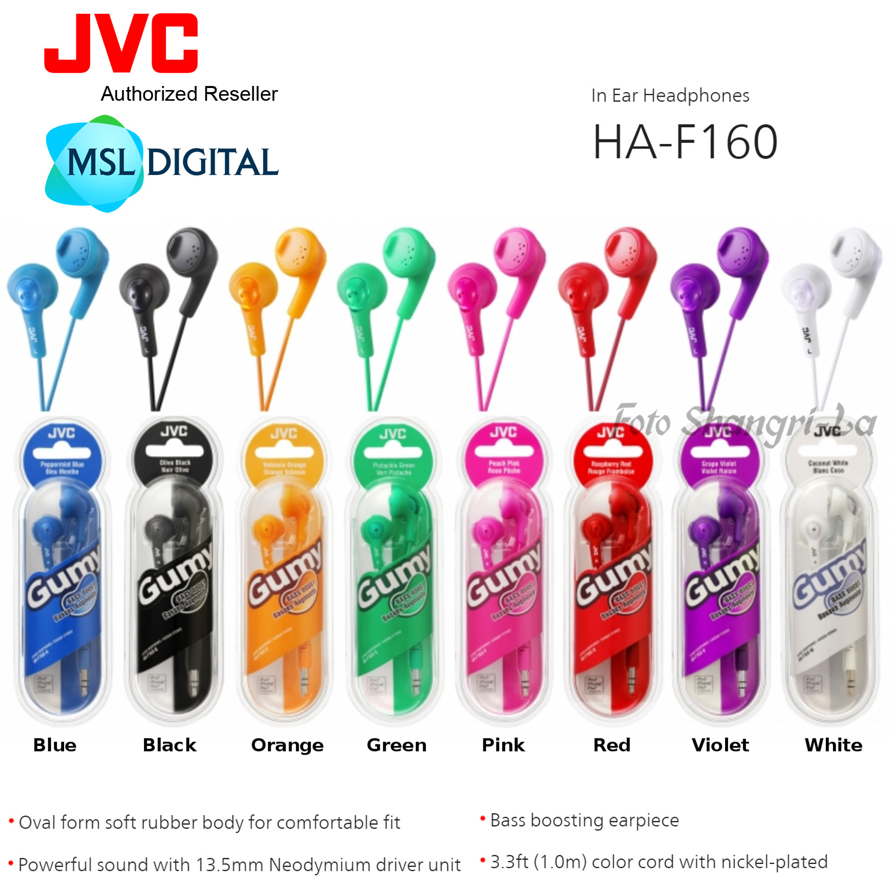 JVC HA-F160 Gumy In Ear Headphones Bass Boost Driver 13.5mm Frequency ...