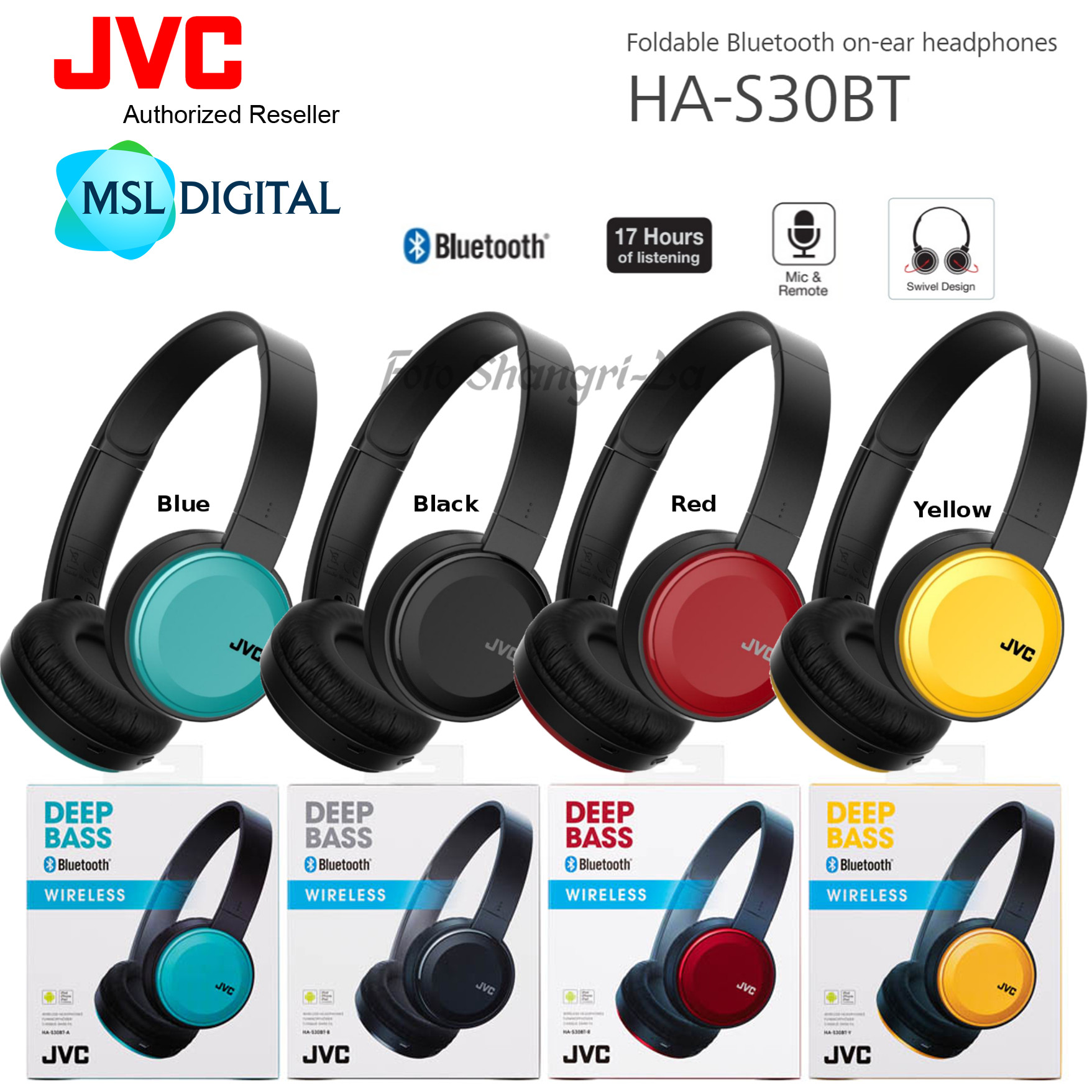 Jvc Ha S30bt Wireless Bluetooth On Ear Foldable Headphones Deep Bass With Mic Msl Digital 6108