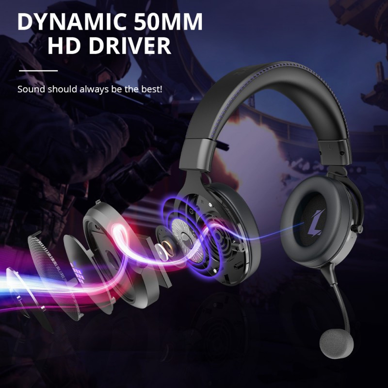 Tronsmart Shadow Gaming Headset 2.4G Wireless Headphones with Comfortable Headband