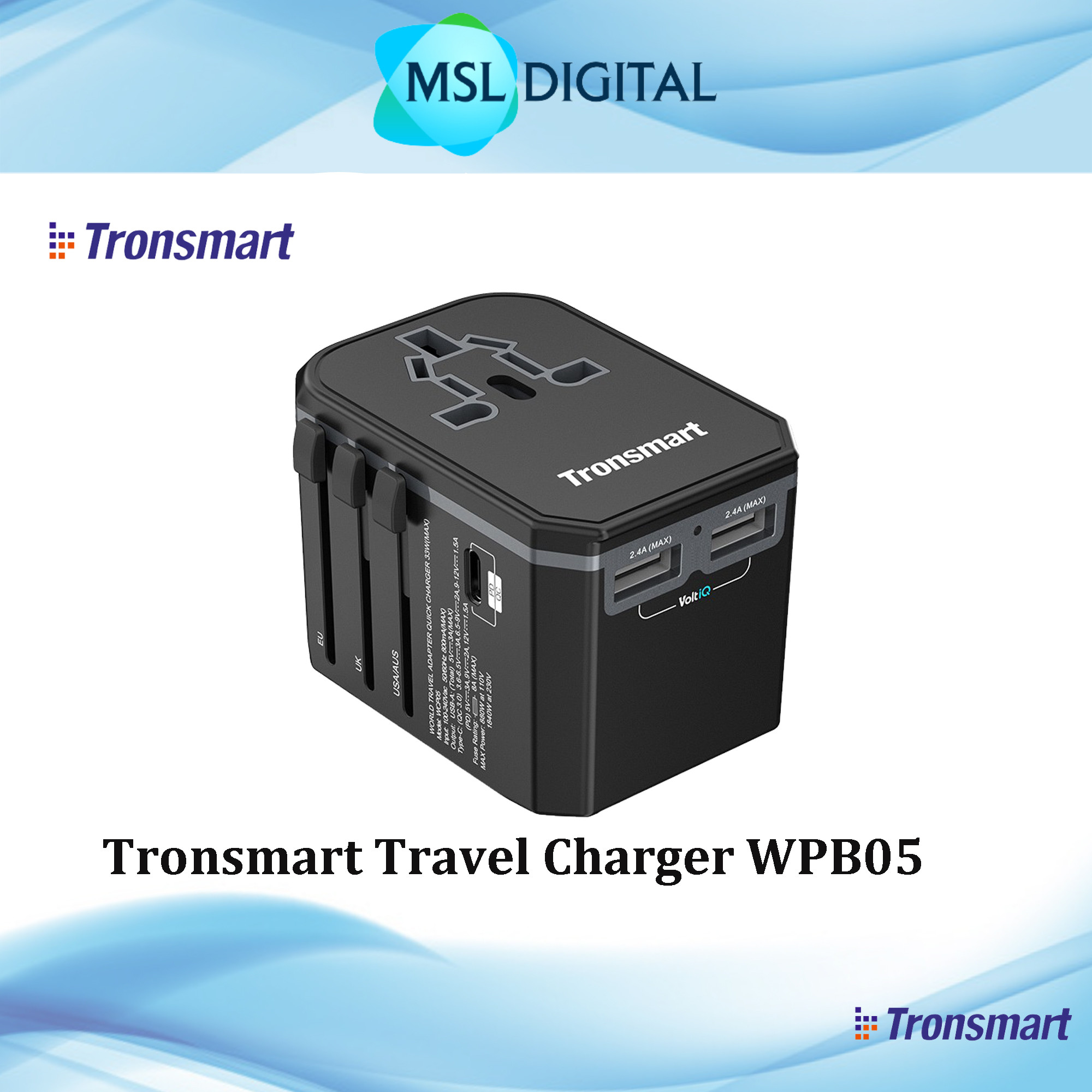 Tronsmart WCP05 33W Power Delivery PD Universal Travel Adapter With Quick Charge