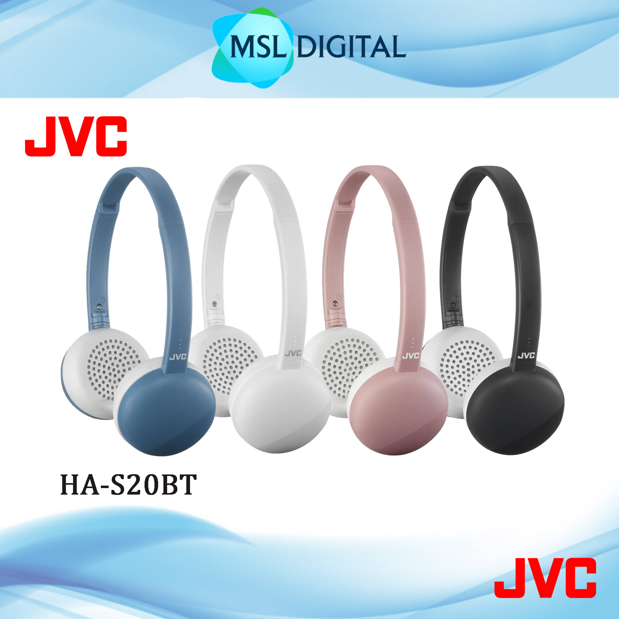 Jvc Ha S20bt Stylish Bluetooth Wireless On Ear Headphones Flat Folding Design Msl Digital 7620