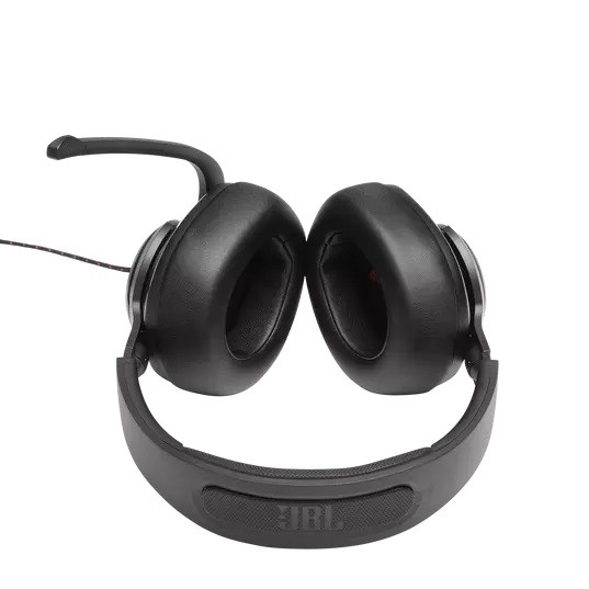 JBL Quantum 300 Hybrid wired over-ear PC gaming headset with flip-up mic 3.5mm jack to USB converter