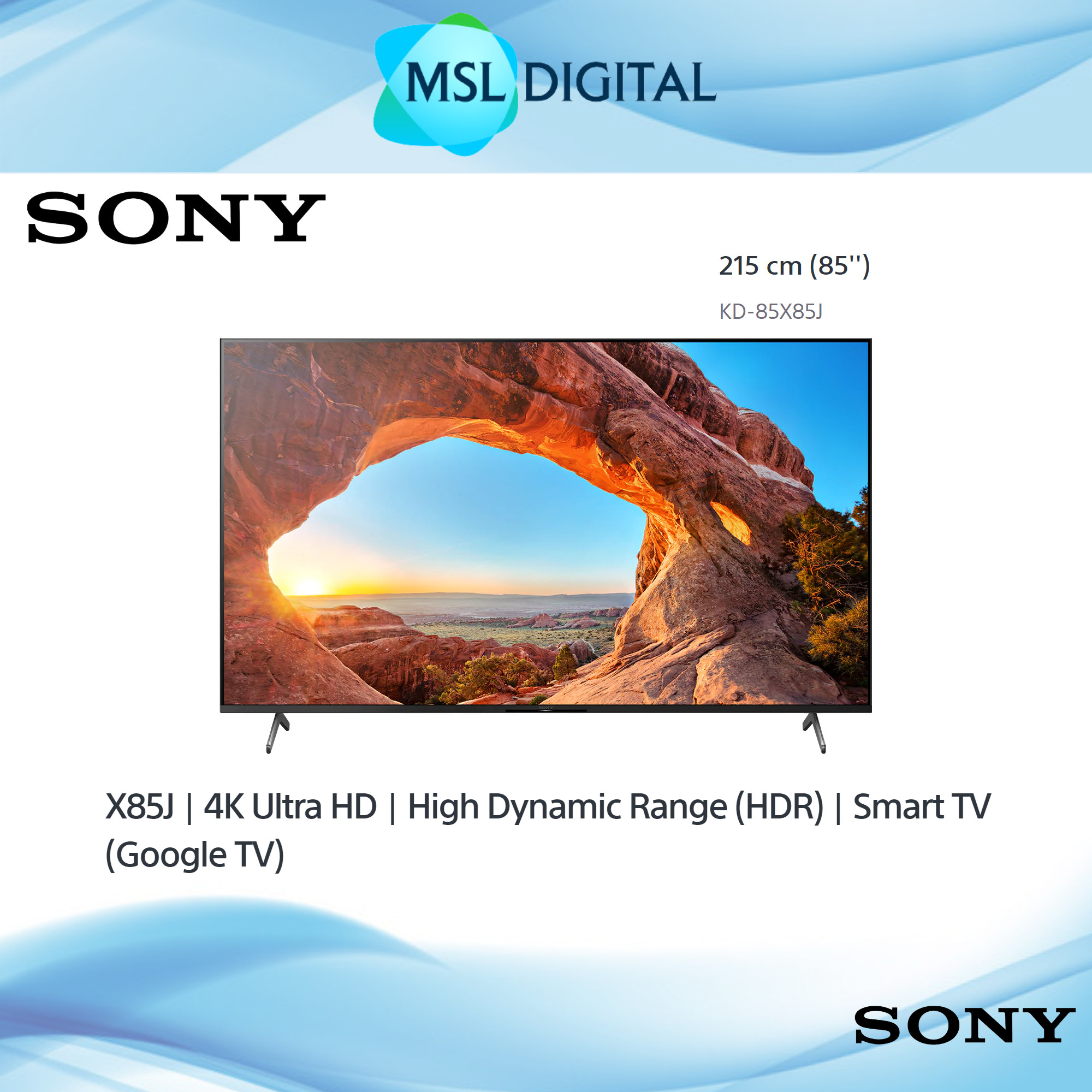 Sony BRAVIA 85" X85J | 4K Ultra HD | High Dynamic Range (HDR) | Smart TV (Google TV) - KD-85X85J KDX85X85J 85X85J