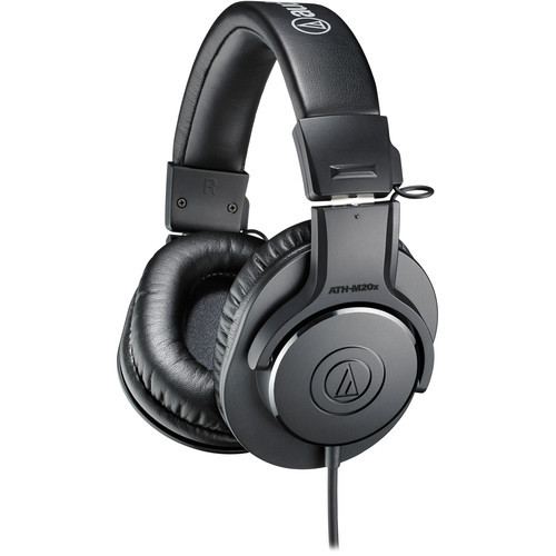 Audio Technica ATH-M20x Professional Studio Monitor Headphones 40 mm drivers with rare earth magnets for studio tracking & mixing