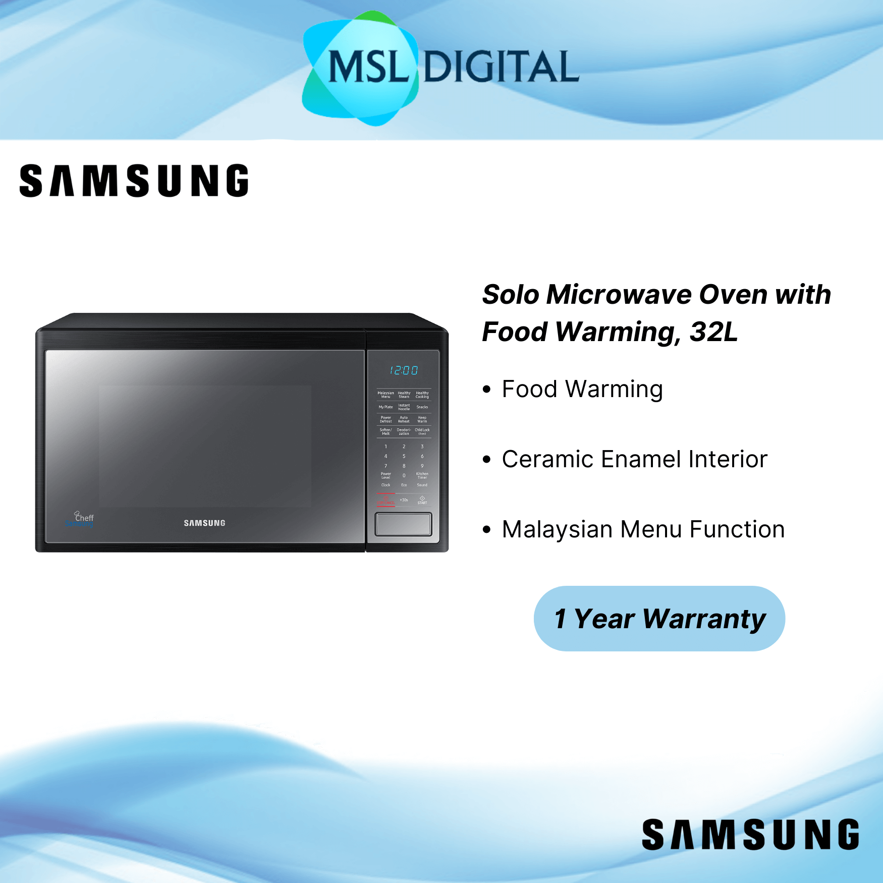 Samsung Solo Microwave Oven - MS32J5133GM/SM