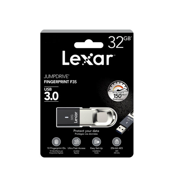 [PRE ORDER 30 Days] Lexar JumpDrive 64GB / 128GB / 256GB Fingerprint F35 USB 3.0 Flash Drive