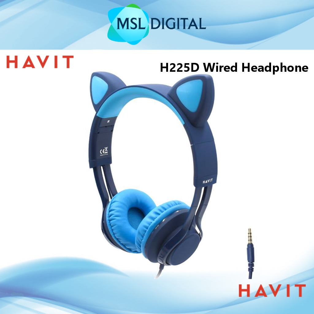 HAVIT H225D Wired Over Ear Headphone With Built In Headset Mic And Cat Design