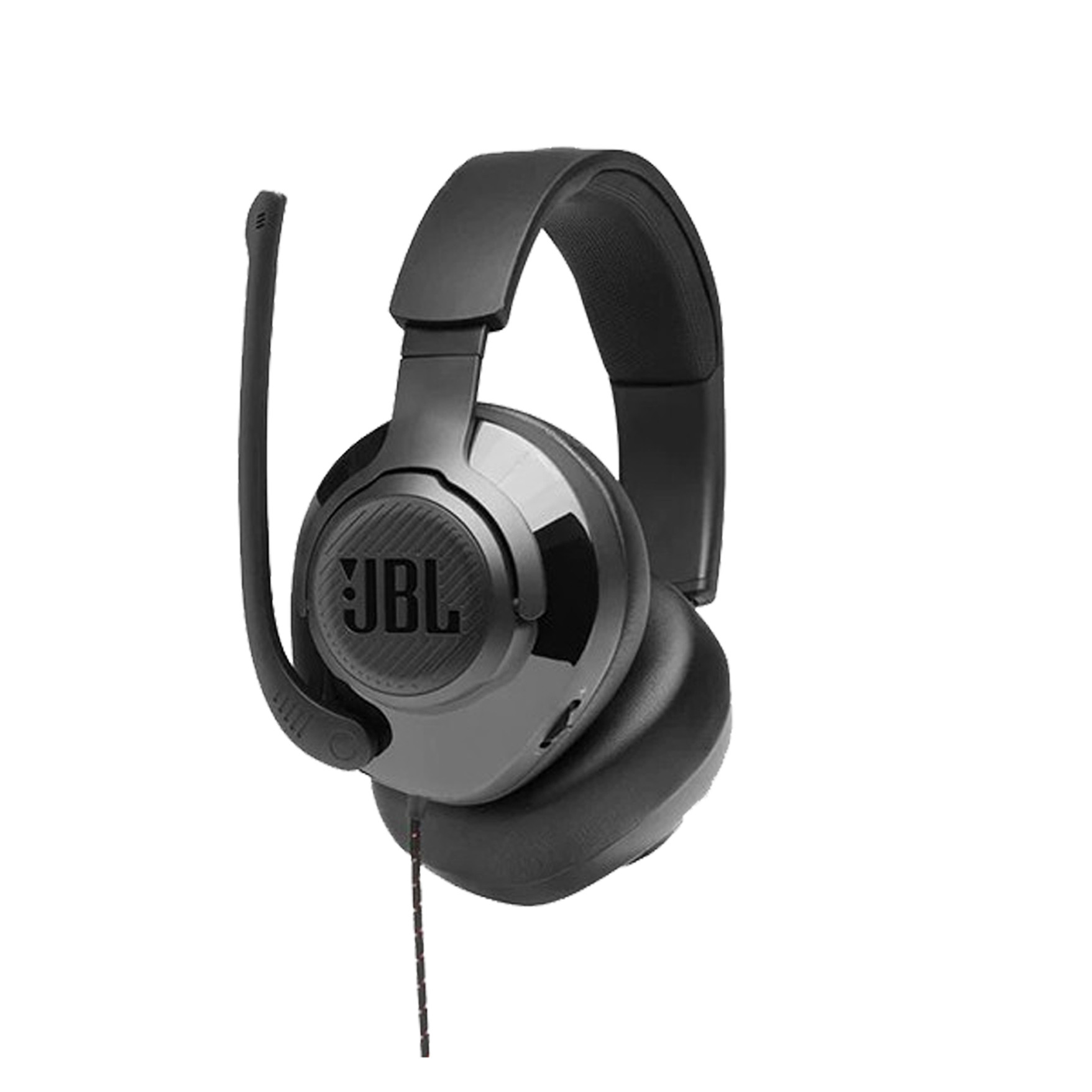 JBL Quantum 300 Hybrid wired over-ear PC gaming headset with flip-up mic 3.5mm jack to USB converter