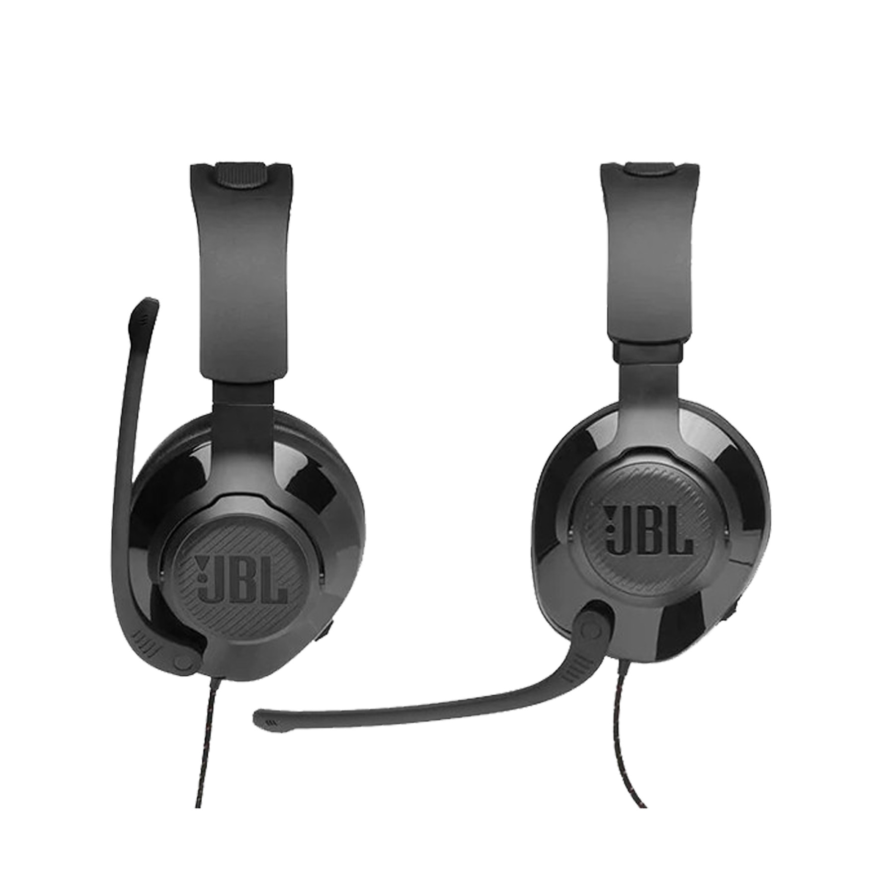 JBL Quantum 300 Hybrid wired over-ear PC gaming headset with flip-up mic 3.5mm jack to USB converter