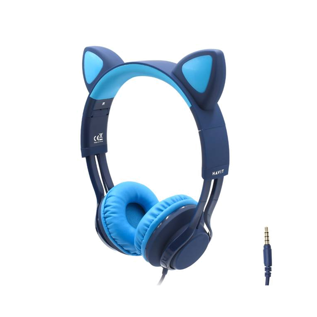HAVIT H225D Wired Over Ear Headphone With Built In Headset Mic And Cat Design