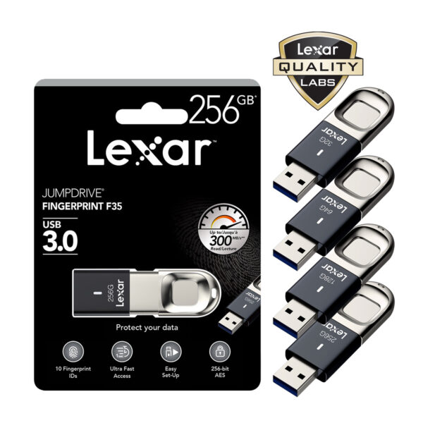 [PRE ORDER 30 Days] Lexar JumpDrive 64GB / 128GB / 256GB Fingerprint F35 USB 3.0 Flash Drive