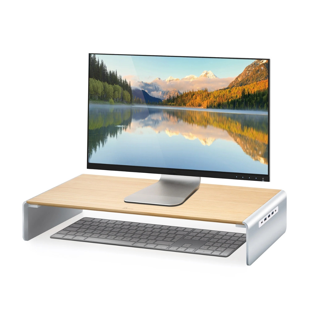 4499dc83944c461e0080a38b59d22cd6.jpeg J5create JCT425 Wood Monitor Stand with Docking Station USB-C™, 4K HDMI™