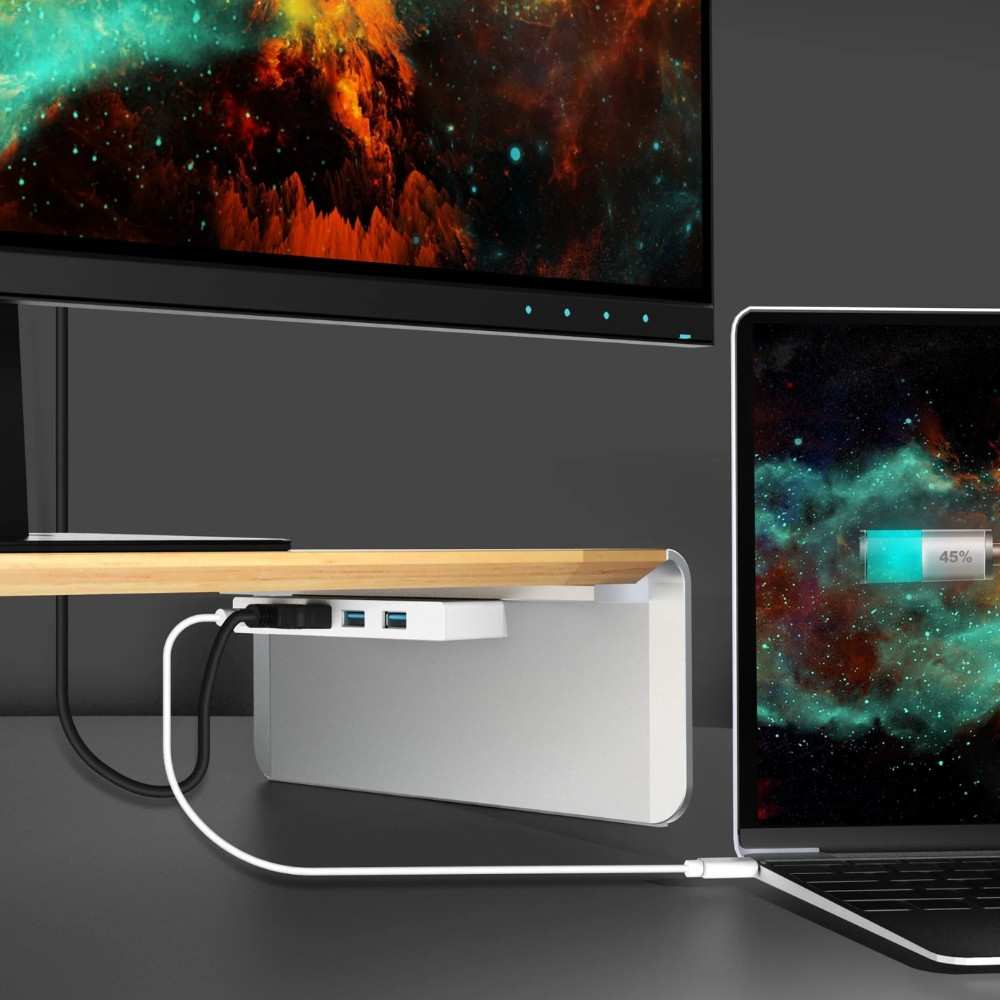 7469b419ee083d01c9eb16448f232a91.jpeg J5create JCT425 Wood Monitor Stand with Docking Station USB-C™, 4K HDMI™