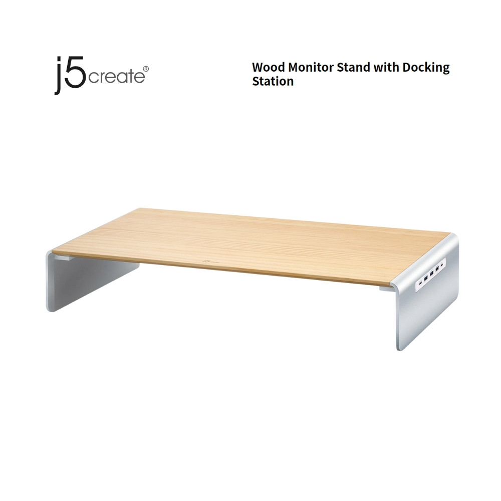 a0f6b4036113e9cb6025e286c7e1bddb.jpeg J5create JCT425 Wood Monitor Stand with Docking Station USB-C™, 4K HDMI™