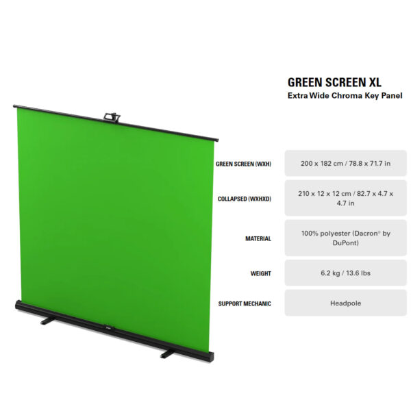 CORSAIR Elgato GREEN SCREEN XL Extra Wide Chroma Key Panel | Pptimized for webcam background removal