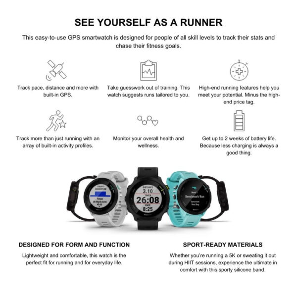 [PRE-ORDER ETA FEB] Garmin Forerunner 55 GPS Smartwatch | Built-in GPS | Fitness Tracker | Health Monitoring [Garmin Promo]