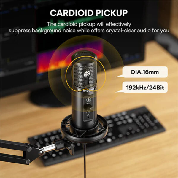 MAONO PM422 USB Condenser Microphone Kit with Boom Arm – Streaming, Podcast, Voice Recording Mic Set