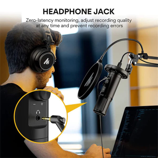 MAONO PM422 USB Condenser Microphone Kit with Boom Arm – Streaming, Podcast, Voice Recording Mic Set