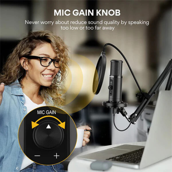 MAONO PM422 USB Condenser Microphone Kit with Boom Arm – Streaming, Podcast, Voice Recording Mic Set