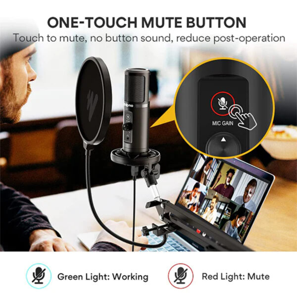 MAONO PM422 USB Condenser Microphone Kit with Boom Arm – Streaming, Podcast, Voice Recording Mic Set