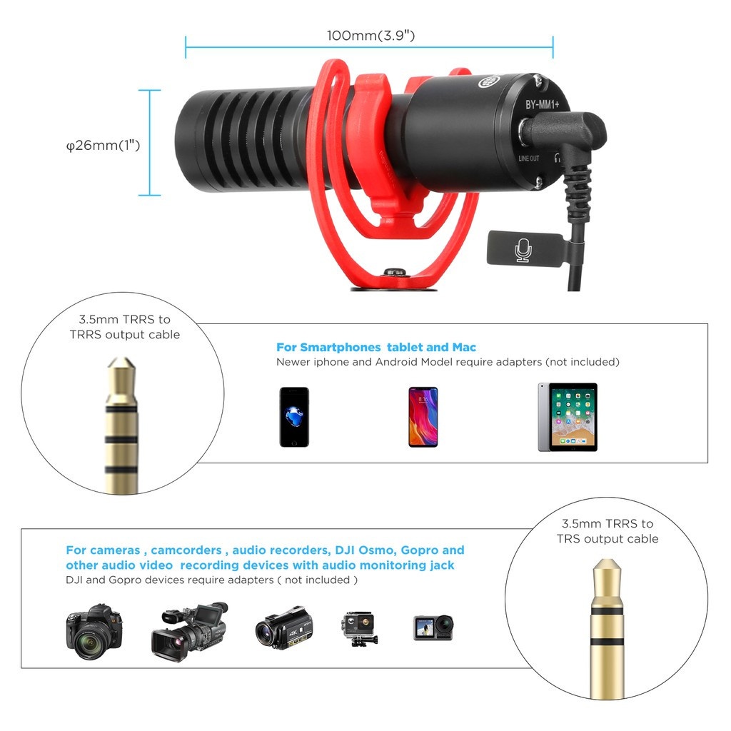 BOYA BY-MM1+ Condenser Microphone For Mobile Recording & Radio Live Recording
