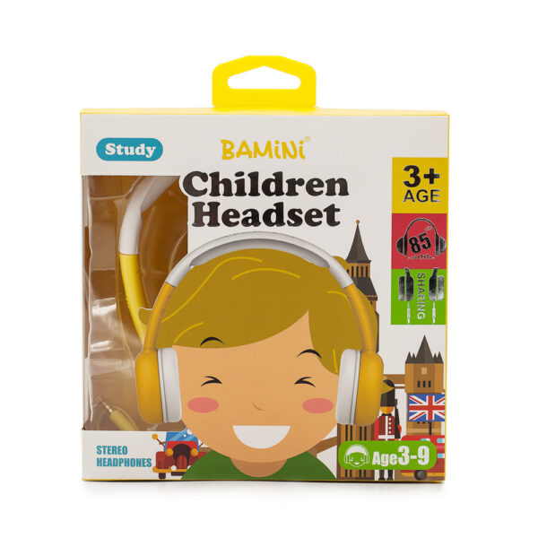 BAMiNi Study Wired Headphone with built in Microphone Kid-safe volume limiter at 85db & 94db (flight mode) [KAW-KAW Clearance] [READYSTOCK]