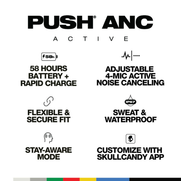 [PRE-ORDER 30 Days] Skullcandy Push ANC Active True Wireless Earbuds | IP67 Sweat and Waterproof | Up to 58 Hours Battery [Skullcandy Promo]