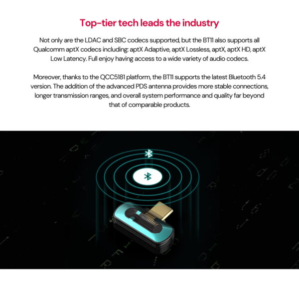 FiiO BT11 High-Res Bluetooth Transmitter | Bluetooth 5.4 | Type-C (PC/PS5/Nintendo Switch/iPhone15)