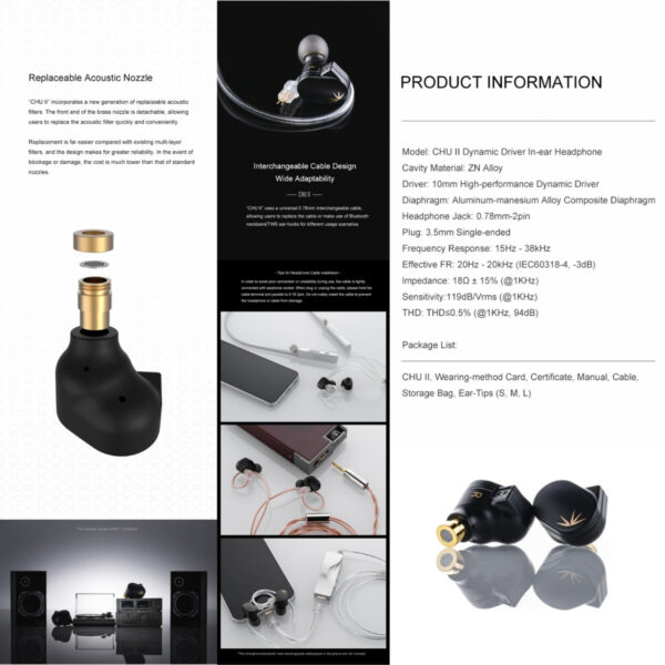 MOONDROP CHU II / CHU II DSP In-Ear Monitor IEM Wired Dynamic Driver HiFi In-ear Headphone (Chu 2)