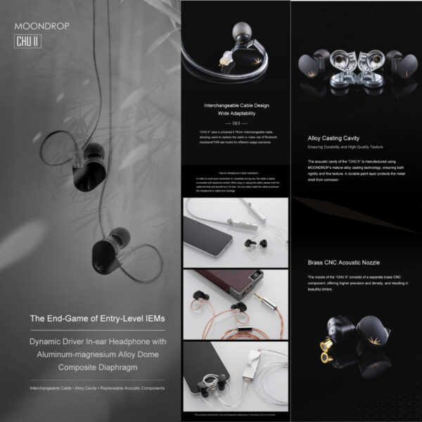 MOONDROP CHU II / CHU II DSP In-Ear Monitor IEM Wired Dynamic Driver HiFi In-ear Headphone (Chu 2)