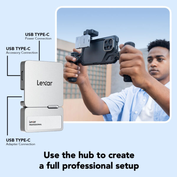 [PRE-ORDER 30 Days] Lexar SL400 1TB Professional Go USB 3.2 Gen 2 Portable SSD with Hub (Black)