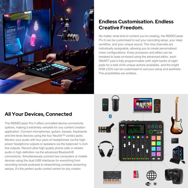 738c9bea914bf03b30ed178c03483f1e.jpeg RODE RODECaster Pro II Integrated Audio Production Studio