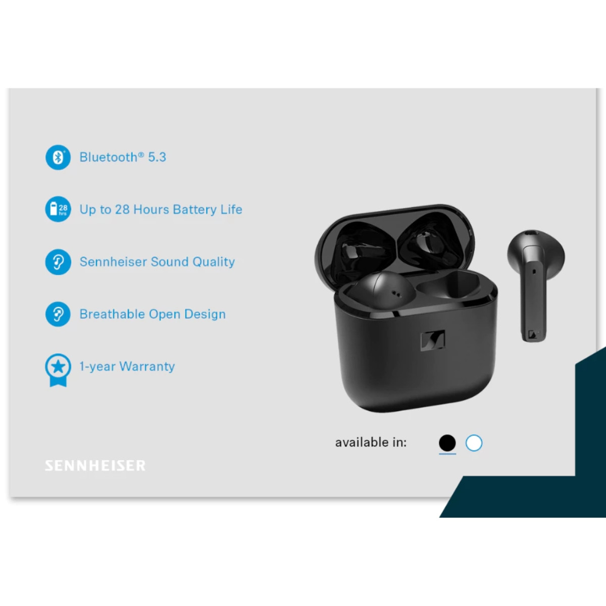 aae520320e839e81043f5b5c8491bfa6.jpeg Sennheiser ACCENTUM Open True Wireless Earbuds | IPX4 | Multipoint Pairing - OTW1