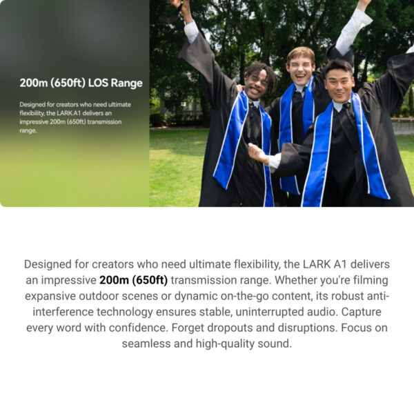 Hollyland Lark A1 wireless microphone | High-Resolution Audio | 3-Level Intelligent Noise Cancellation | Custom EQ & Reverb Settings
