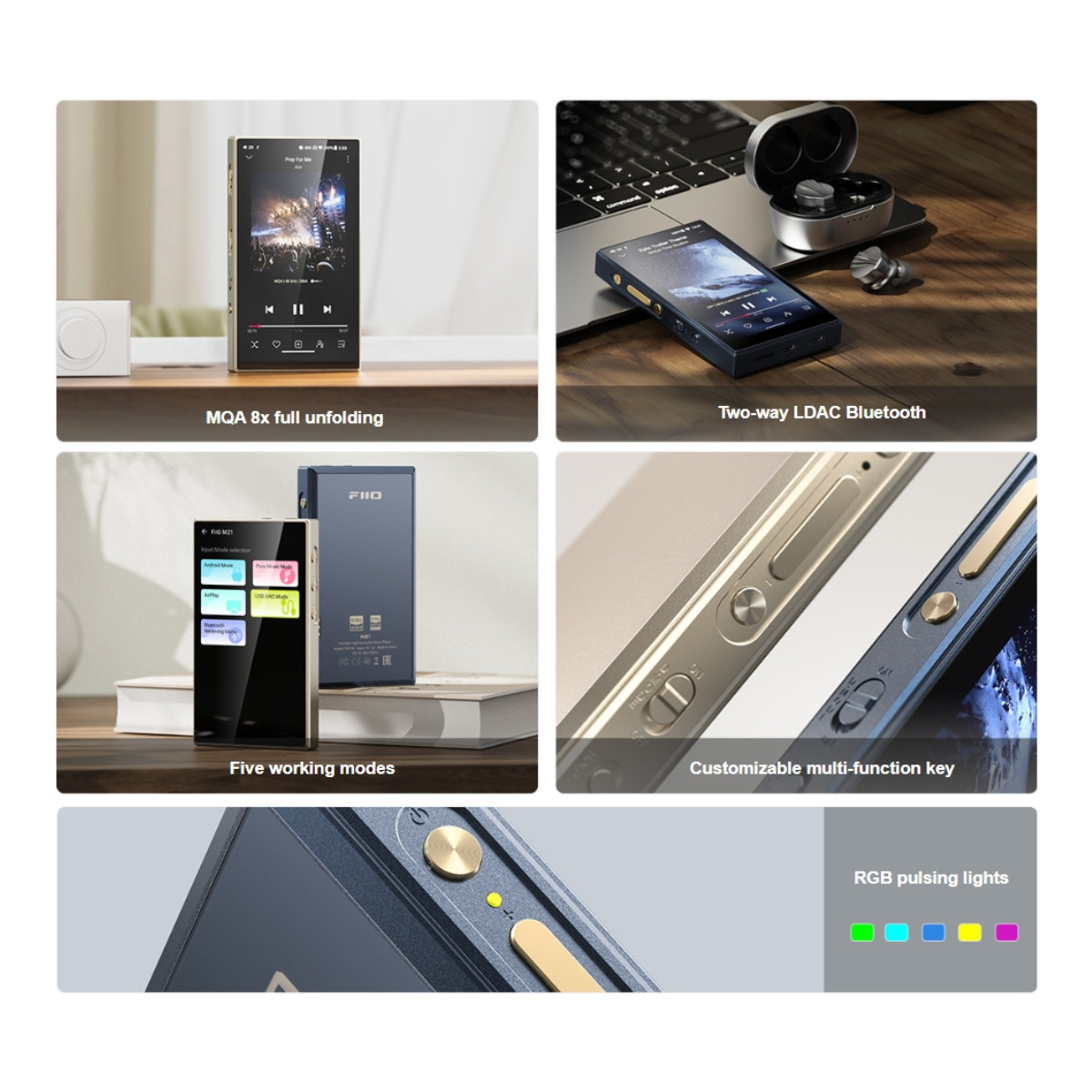 FiiO M21 Portable High-Res Lossless Music Player | Quad DAC Setup | Snapdragon 680 + Android 13 | USB DAC & Desktop Mode