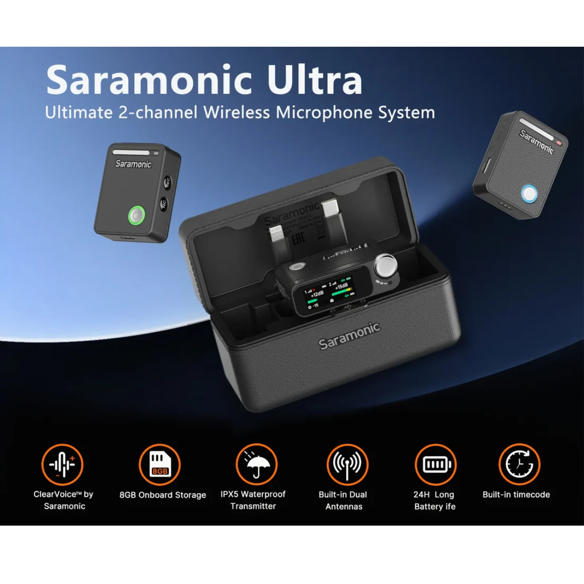 Saramonic Ultra | Ultimate 2-channel Wireless Microphone System (with Lavalier Mic included)