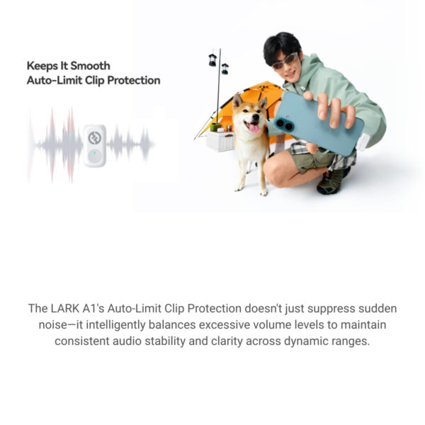 Hollyland Lark A1 wireless microphone | High-Resolution Audio | 3-Level Intelligent Noise Cancellation | Custom EQ & Reverb Settings