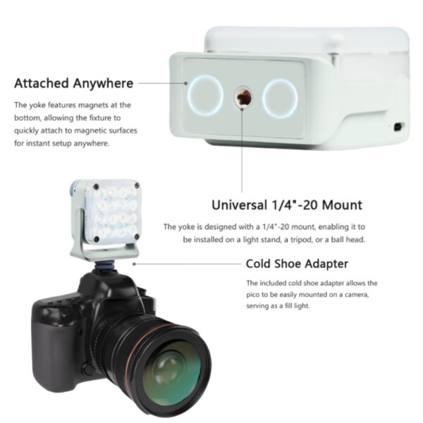 506724eb21465ac21ac8caa2ee7328df.jpeg Nanlite Pico RGBW Pocket LED Light – 2700K-7500K Mini Video Light | Magnetic | App Control | Vlog Fill Light