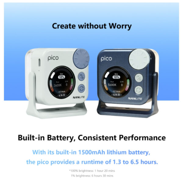 787d284aa7c9386c2d20e418b640956a.jpeg Nanlite Pico RGBW Pocket LED Light – 2700K-7500K Mini Video Light | Magnetic | App Control | Vlog Fill Light