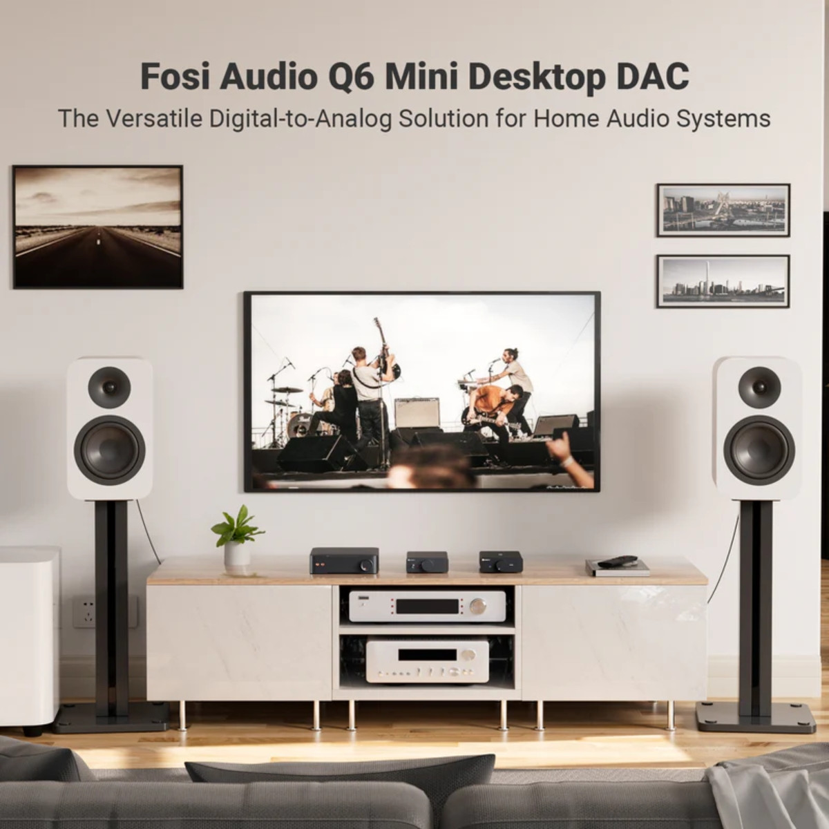 Fosi Audio Q6 Hi-Res DAC Amp | USB/Optical/Coaxial | Headphone Amplifier for Desktop