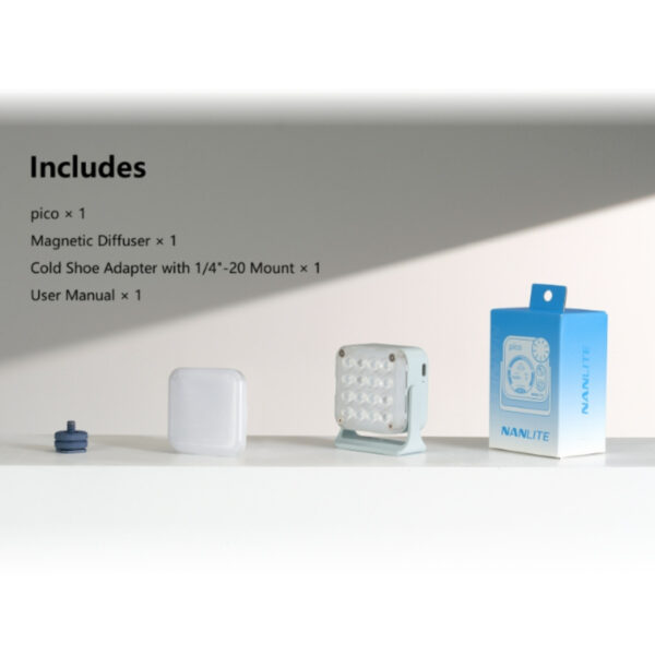 f9e43d65eca2bbbf8437a668b5ff83a1.jpeg Nanlite Pico RGBW Pocket LED Light – 2700K-7500K Mini Video Light | Magnetic | App Control | Vlog Fill Light