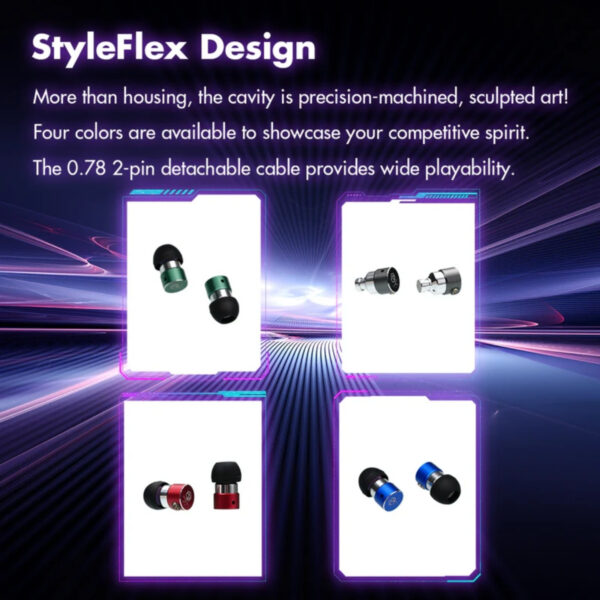 ROSESELSA Photon Pro Wired In Ear Earbuds | 0.78 2 pin Detachable Cable with HD Mics | Small Design Earphones for Gaming