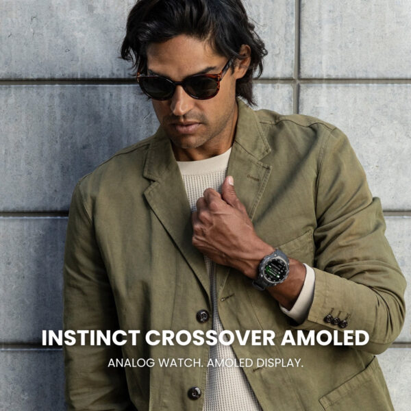 Garmin Instinct Crossover AMOLED rugged hybrid GPS smartwatch | AMOLED | 14 Days Battery | Health Monitoring