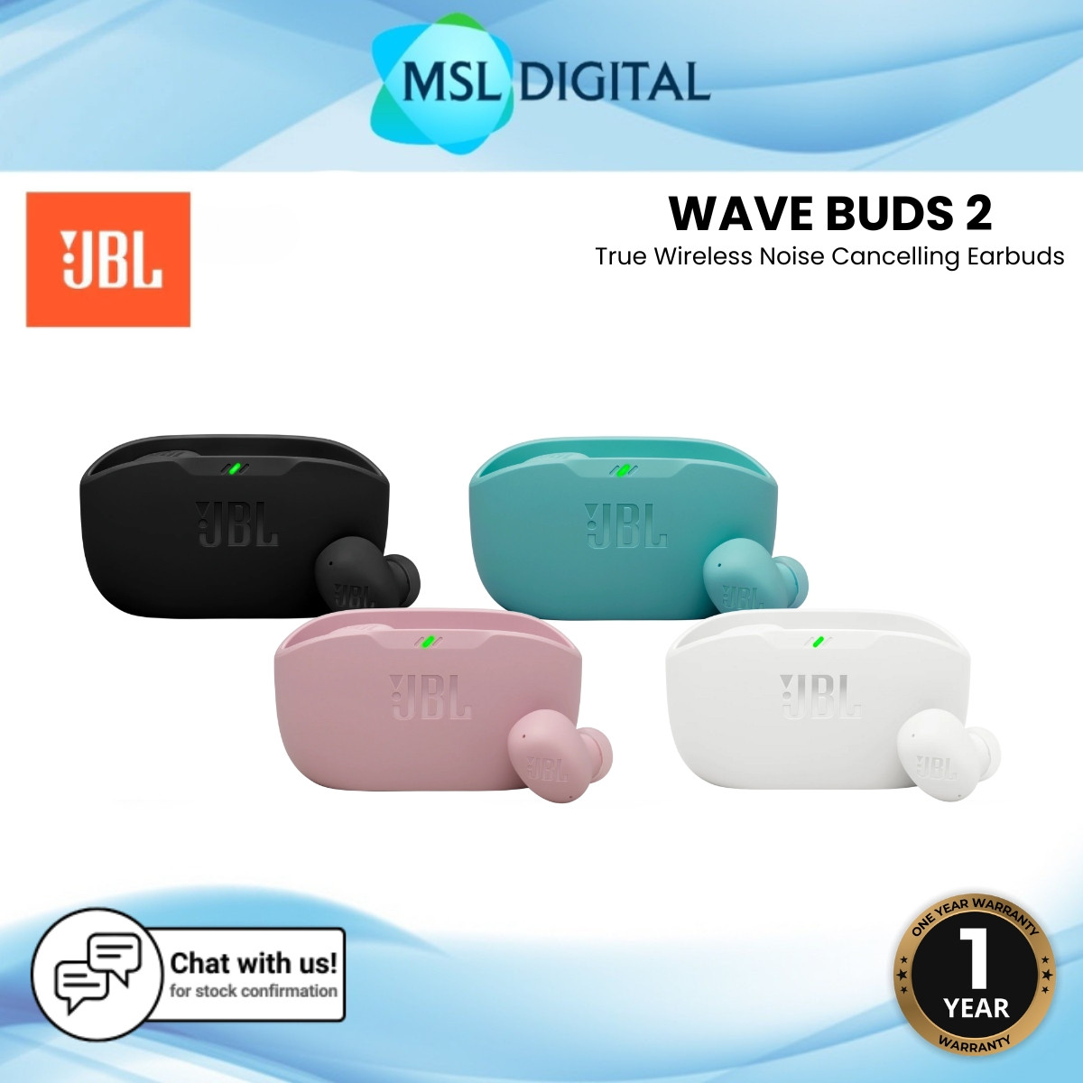 JBL Wave Buds 2 True Wireless Noise Cancelling Earbuds | JBL Pure